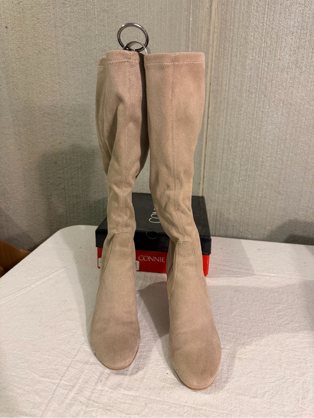 Connie Tall Beige Suede Over-the-Knee Boots
